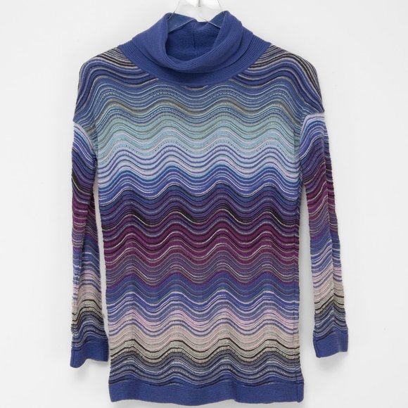 M Missoni Wavy Sweater Knit Dégradé Pattern Italian Metallic Blue Purple 4 - Picture 1 of 8